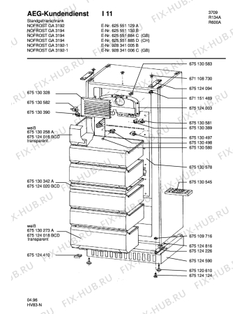 Взрыв-схема холодильника Aeg ARC3194GA - Схема узла Housing 001